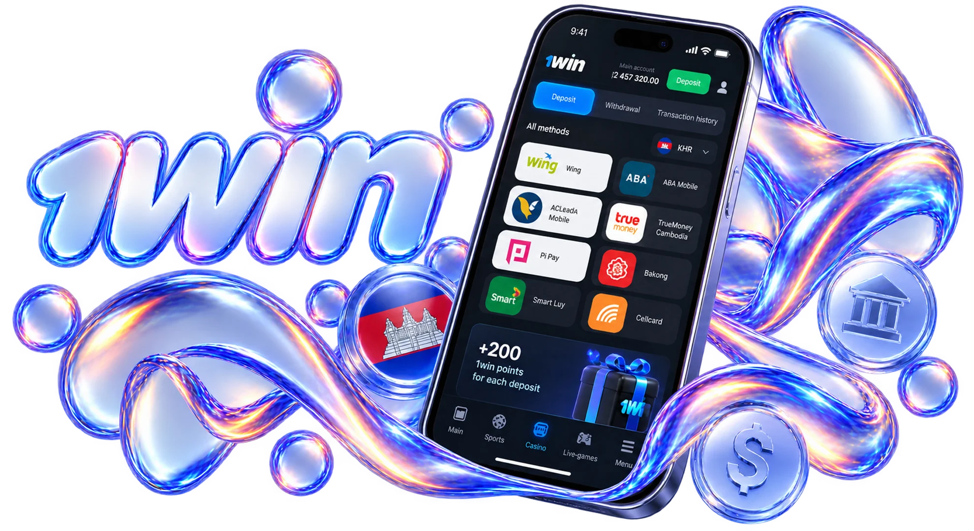 Mobile payment methods ABA PAY Wing ACLEDA and KHQR on platform.