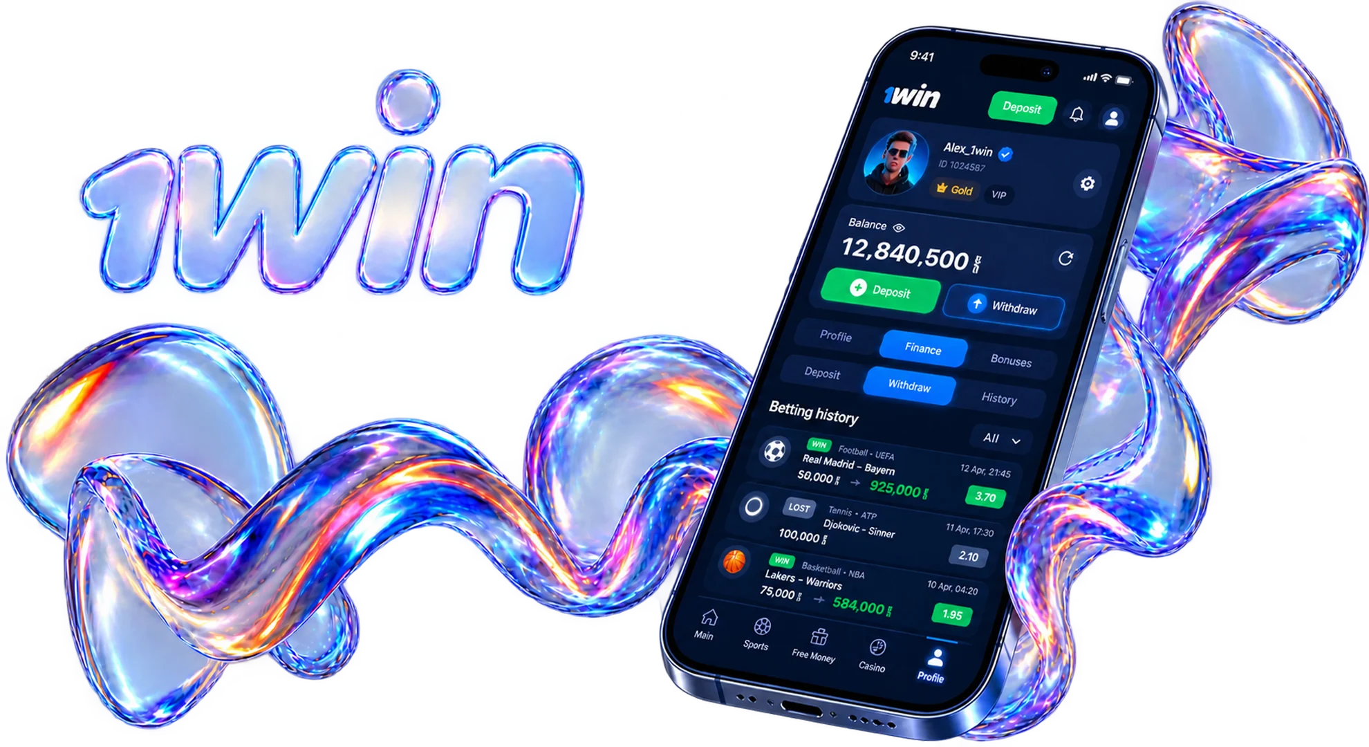 Access balance management bonus activation and live streaming after login.