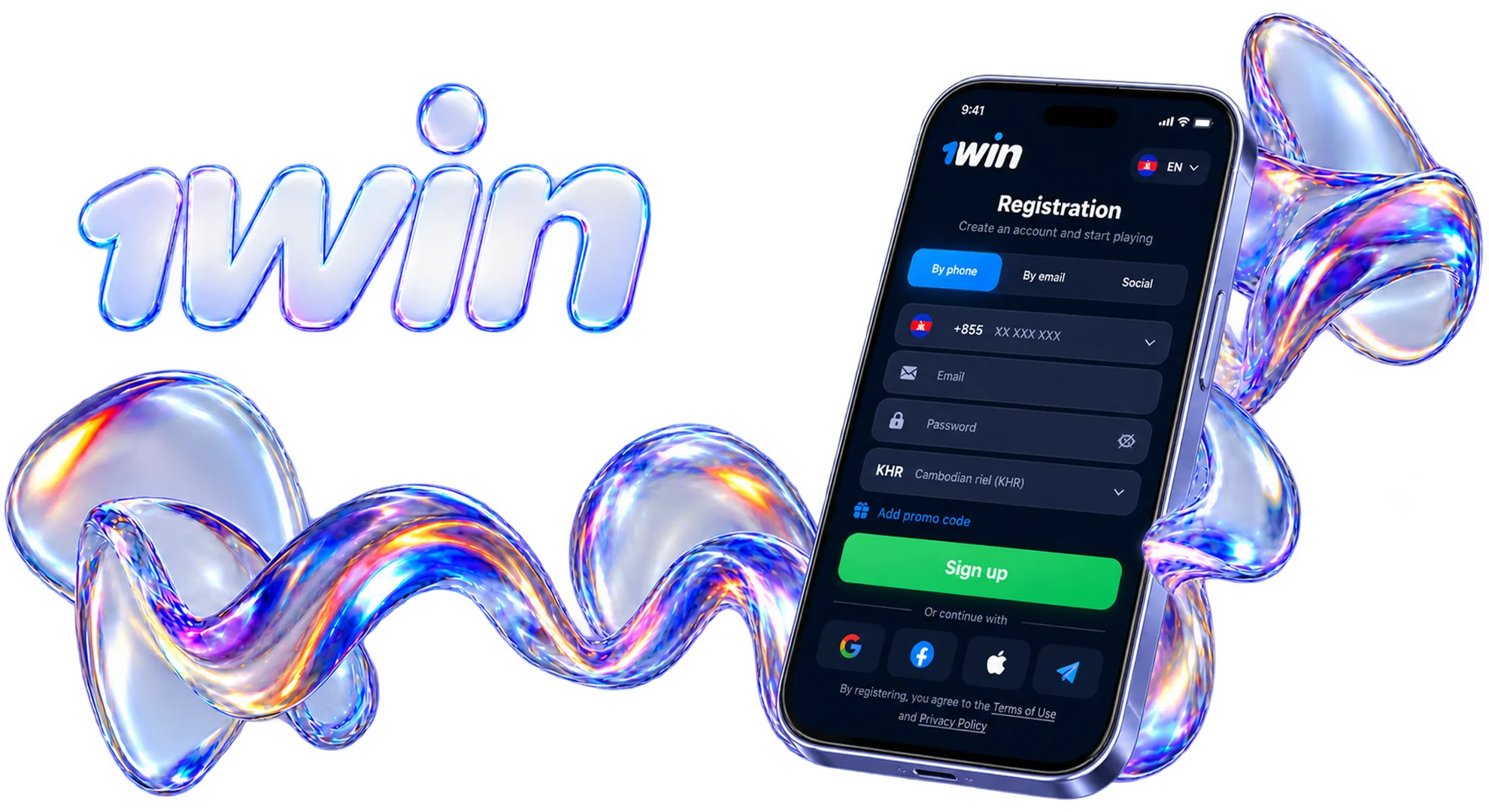 Official 1win registration Cambodia process to create a new account.